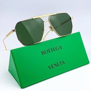 NEW Bottega Veneta BV1012S 004 Gold Green Pilot Unisex Sunglasses